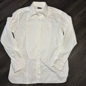 Tom Ford Dress Shirt Tuxedo Men's Size 17.5 44 Pleated Front White 100% Cotton